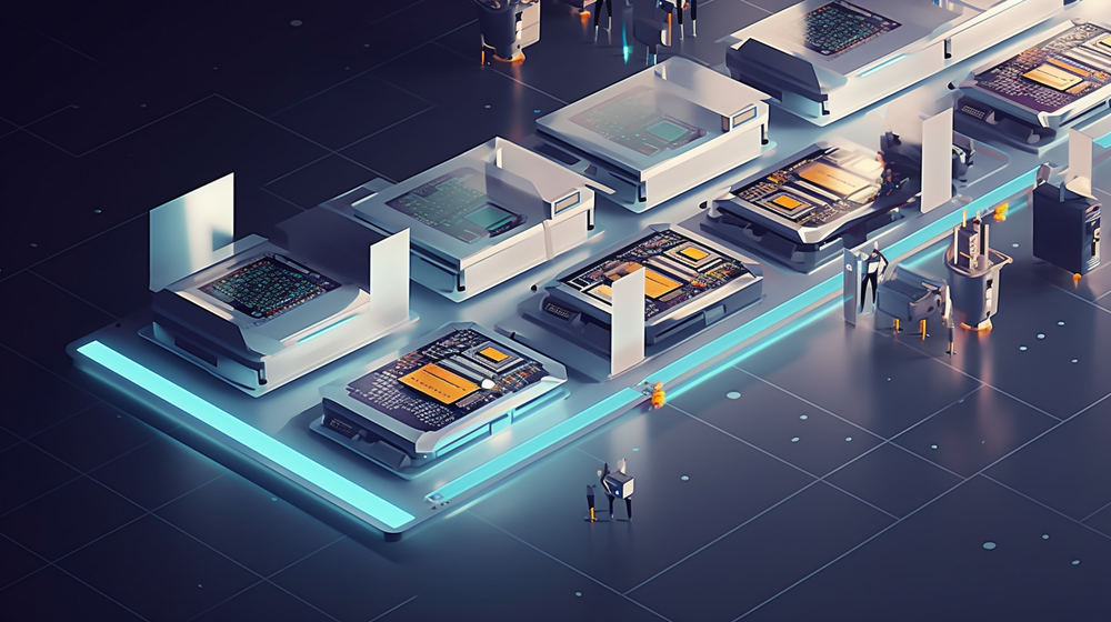 半導體芯片制造工廠插畫設計元素與多媒體制作應用